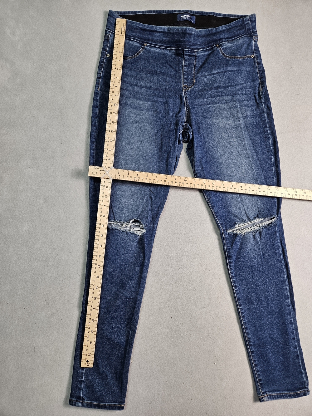 Old Navy Rockstar Mid-Rise Distressed Jeggings Blue Size 14 Regular - Picture 4 of 13